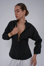 Блуза на молнии из хлопка с корсетом сзади