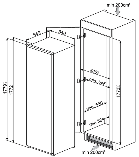 Встраиваемый морозильник Smeg S7220FND2P
