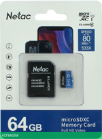 Карта памяти Netac P500 Standard 64GB + адаптер (NT02P500STN-064G-R)