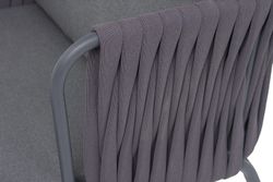 "Ронда" кресло плетеное из роупа, каркас алюминий темно-серый (RAL7024) муар, роуп серый 40 мм tex, ткань темно-серая 027