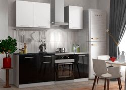 Модульный кухонный гарнитур «Олива» 1300 (Белый металлик/черный металлик), ЛДСП, ДСВ Мебель