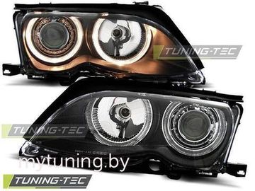 Передние фары angel eyes black для Bmw 3 E46 sedan (01-05)