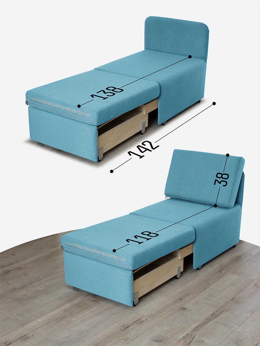 Кресло-кровать "Миник Мини" 60 см, спальное место 60х176 см