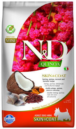 Сухой корм FARMINA N&D Quinoa Adult Mini для взрослых собак мелких пород с сельдью и киноа - 2,5 кг