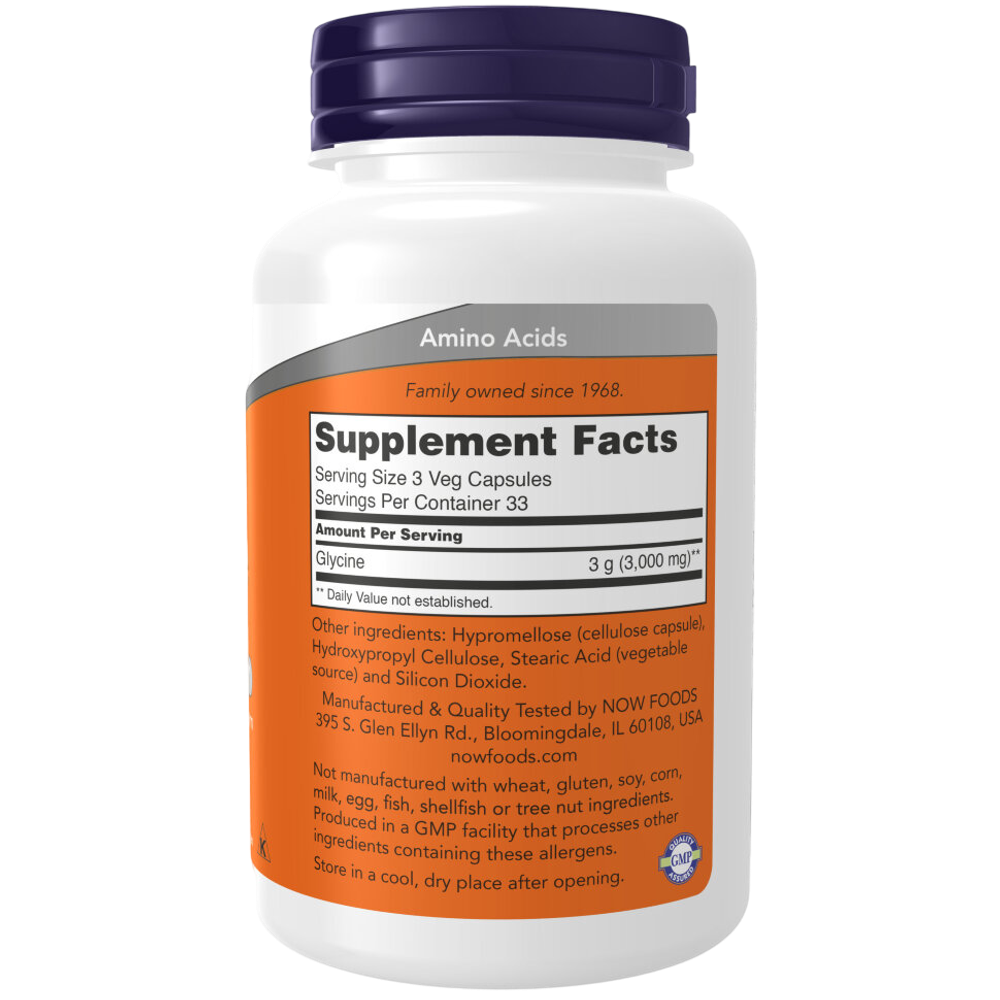 Now Foods Glycine 1000 mg 100 veg capsules , Глицин