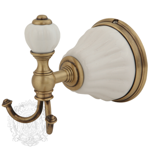 Крючок Migliore Olivia ML.OLV-60.609.BI.BR двойной белый/бронза
