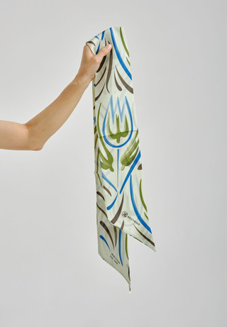 Шелковый твилли "Qarlygash&Qyzgaldaq" Green 11×137