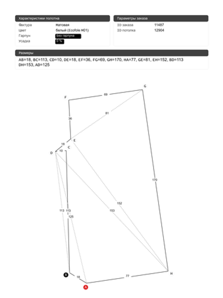 Матовый натяжной потолок 1 м2