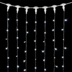 Светодиодный занавес 2*2 м., 400 белых LED ламп, мерцание, прозрачный провод ПВХ, LTC (PCL402BLW-10-2W)