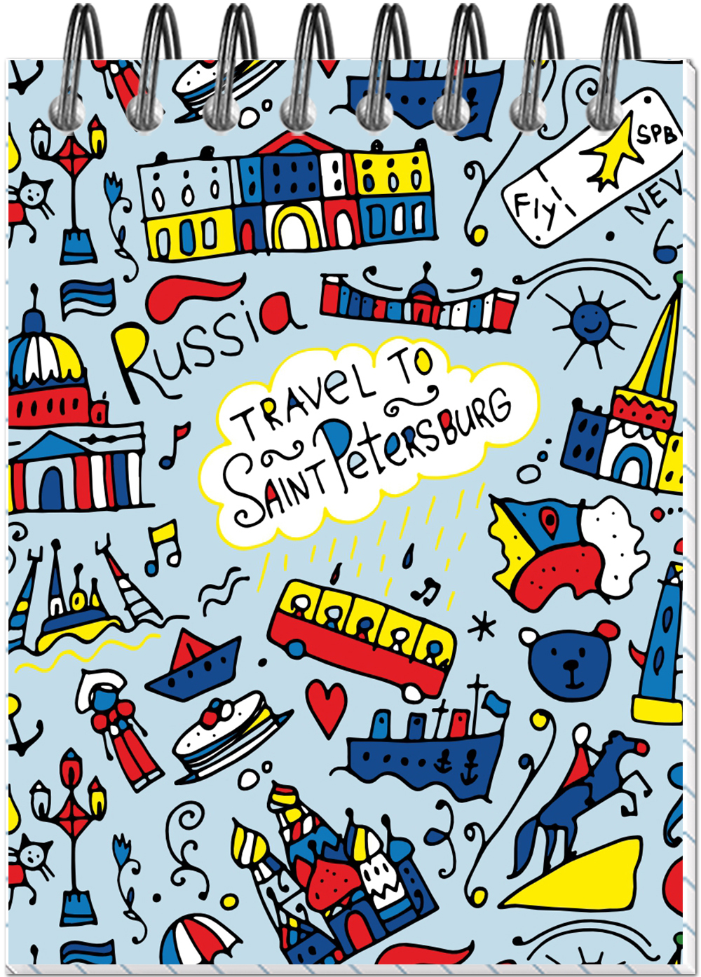 Блокнот "Питер" А7 40л, на металлическом гребне