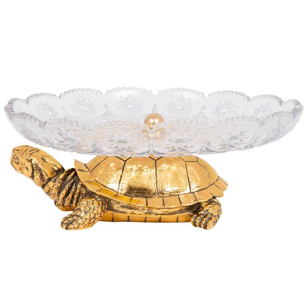Фруктовница-конфетница Черепаха со стеклянной чашей 1257 Бронза
