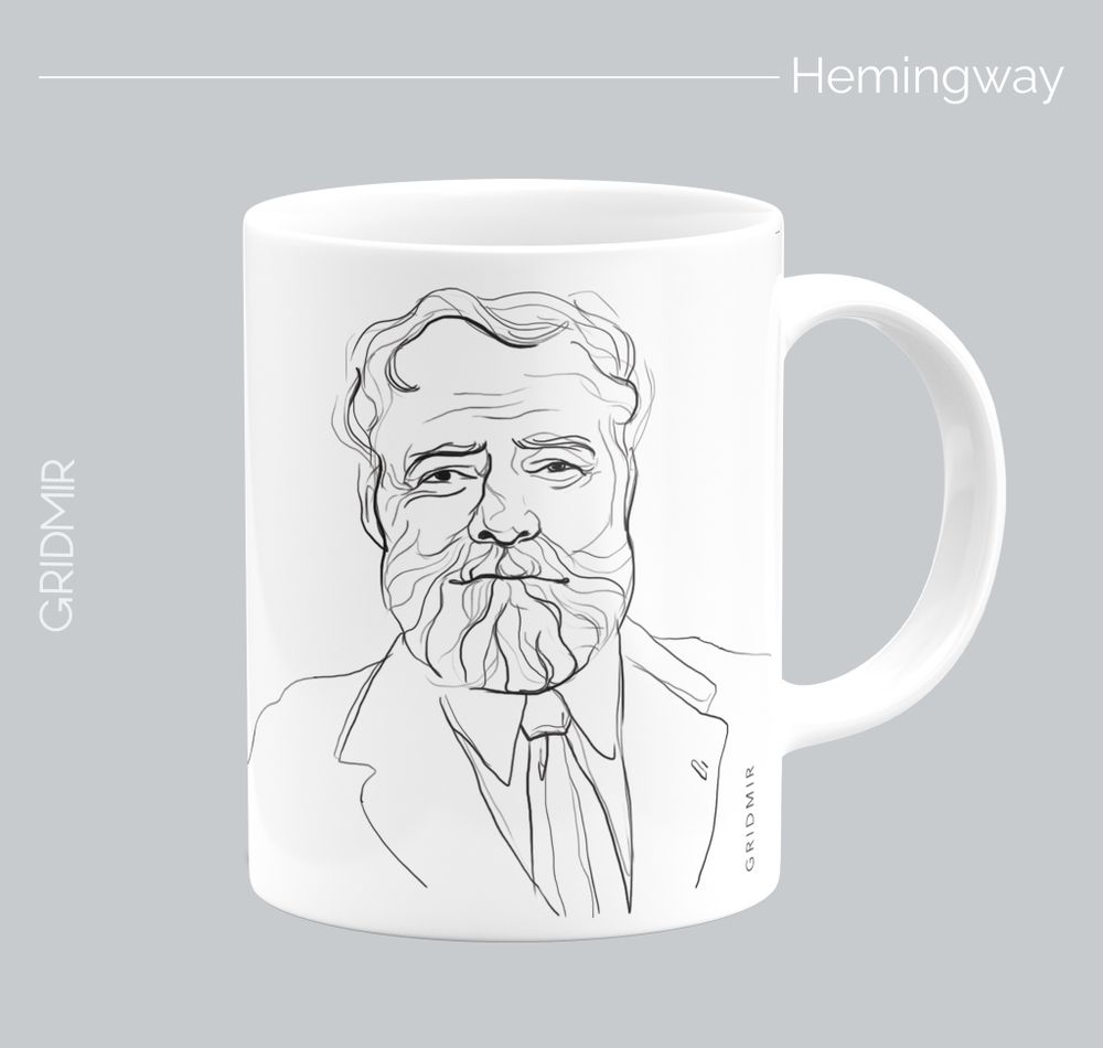 Кружка с принтом минимализм "Хэмингуэй"