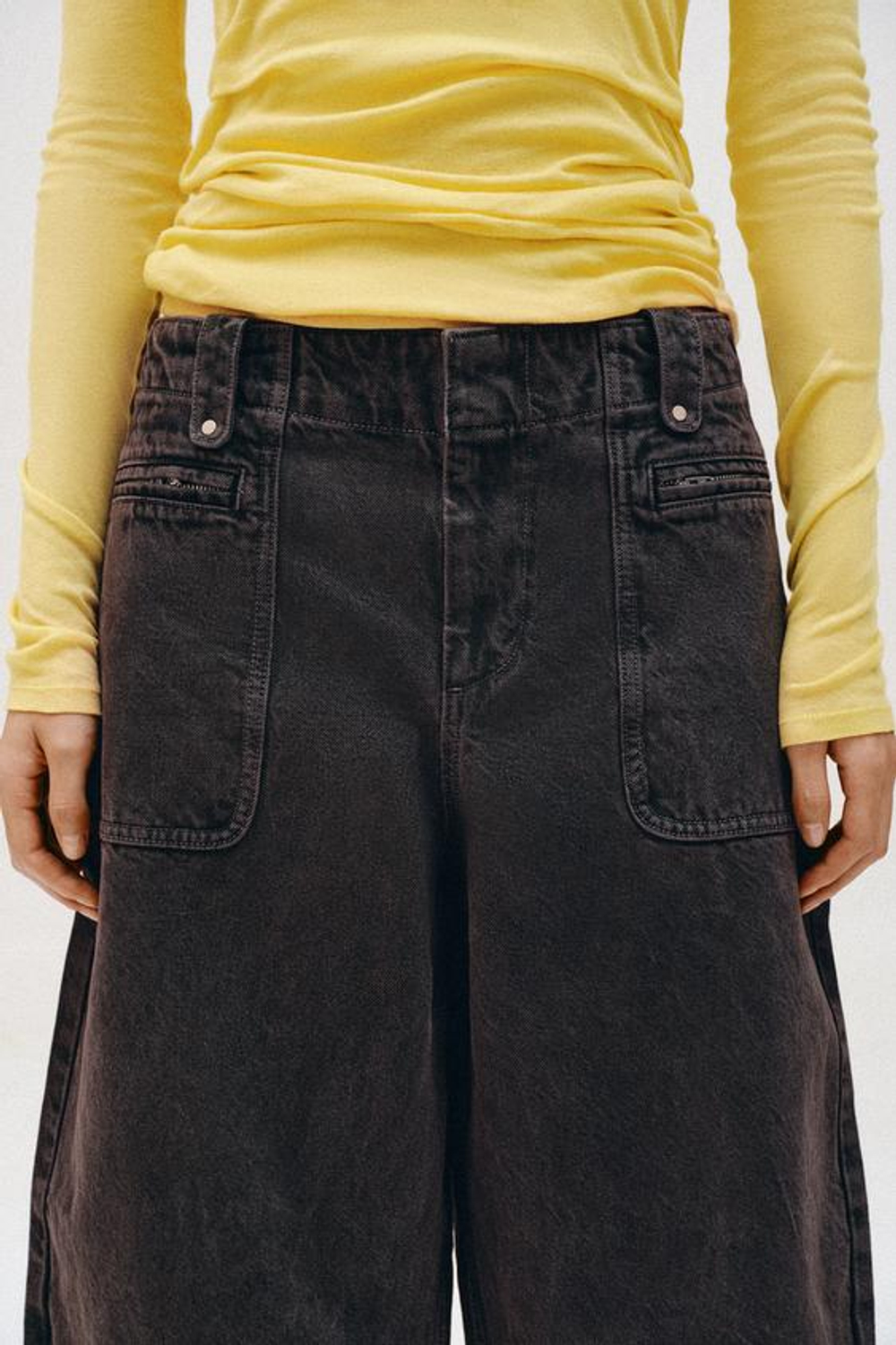 ZARA ДЖИНСЫ Z1975 CARGO BARREL СО СРЕДНЕЙ ПОСАДКОЙ, КОРИЧНЕВЫЙ