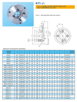 Токарный патрон К11-500/С11, посадка на условный конус 11, трехкулачковый, самоцентрирующийся, цельные кулачки