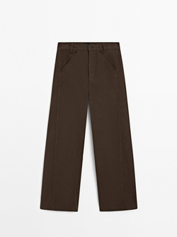 Massimo Dutti Брюки из смесового хлопка, шоколадный