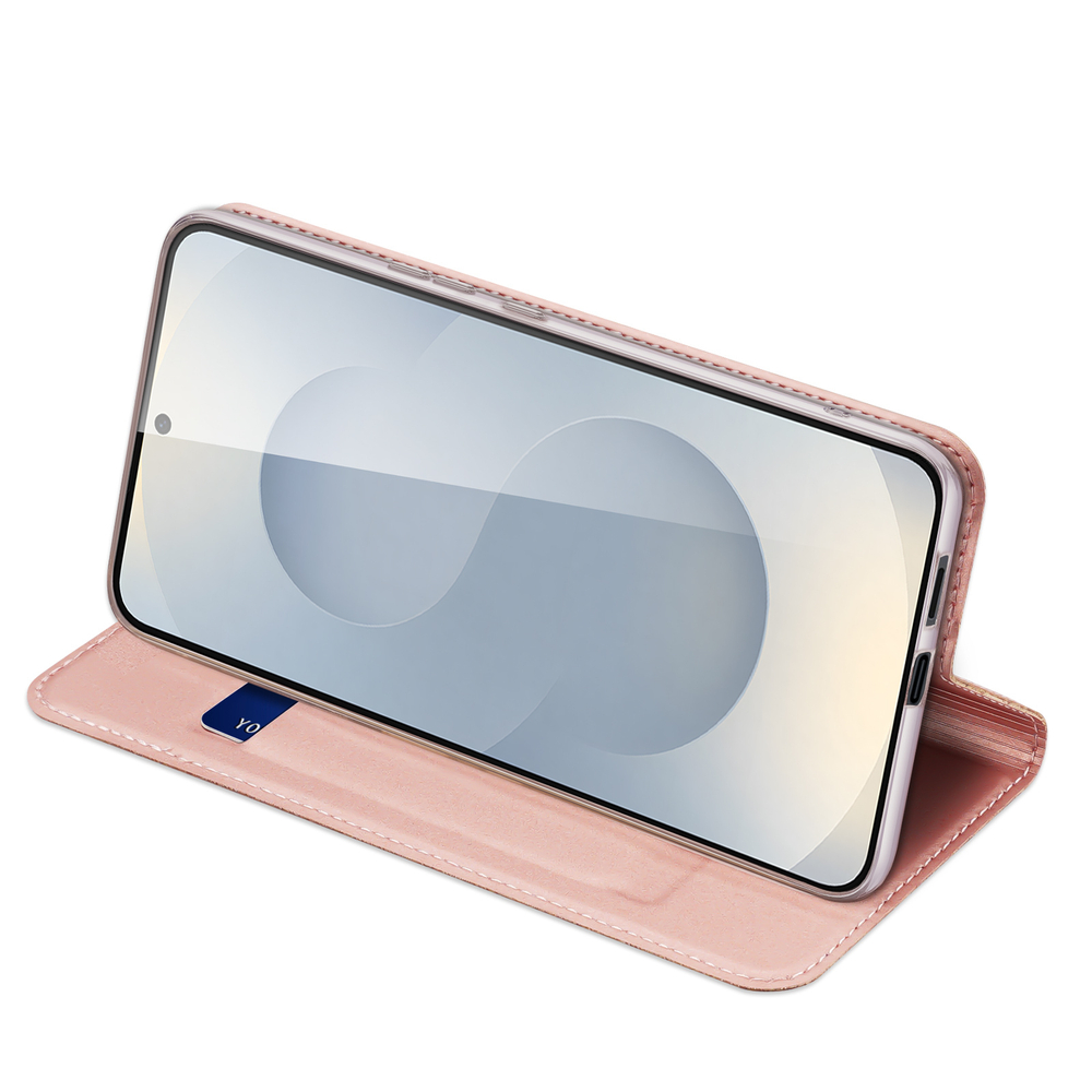 Чехол книжка из PU кожи розового цвета от Dux Ducis для смартфона Samsung Galaxy S25 Edge, серия Skin Pro Series Case