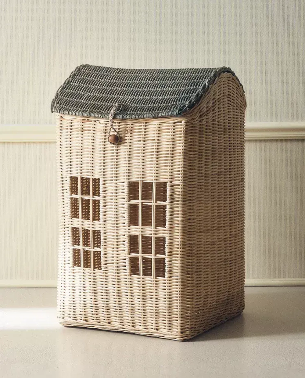 ZARA HOME КОРЗИНА В ФОРМЕ ДОМИКА ДЛЯ ХРАНЕНИЯ ДЕТСКИХ ИГРУШЕК, СВЕТЛО-БЕЖЕВЫЙ