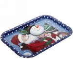 Поднос жестяной 34,5*23,5см «Дед Мороз со снеговиком»