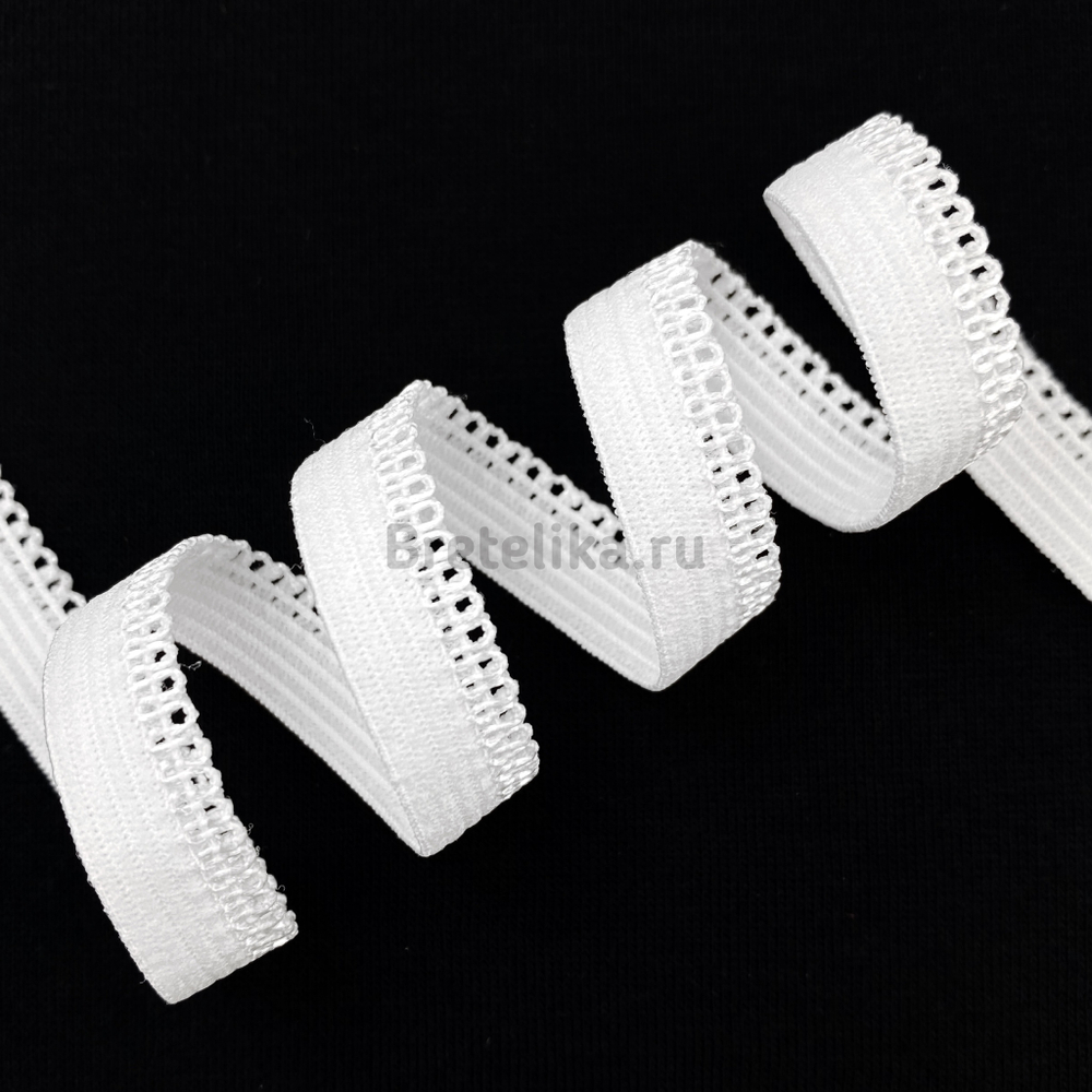 Отделочная резинка ажурная серо-белая 10 мм