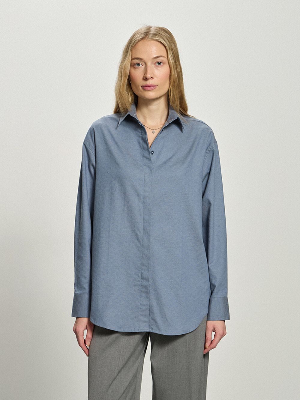 Рубашка Хельсинки голубая фланель