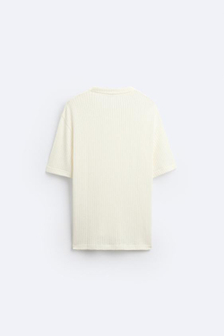 ZARA ТОЛСТОВКА АЖУРНОЙ ВЯЗКИ С РЕЛЬЕФНЫМ УЗОРОМ, ЭКРЮ