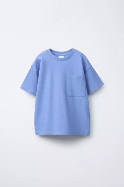 ZARA ОДНОТОННАЯ ПИЖАМА С ФУТБОЛКОЙ И ШОРТАМИ, СИНИЙ