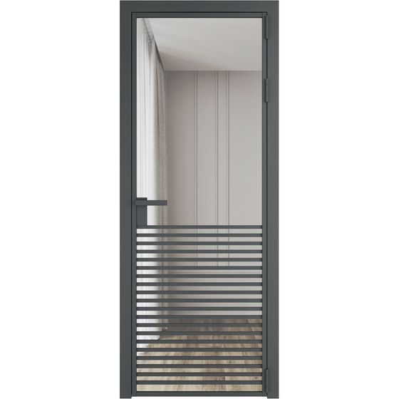 Алюминиевая дверь 16AG серая ночь стекло прозрачное