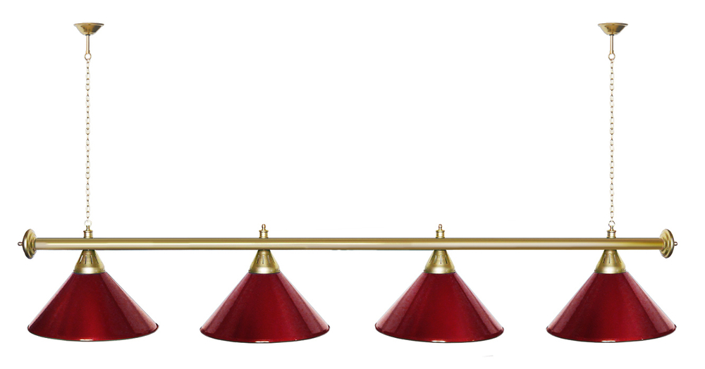 Лампа STARTBILLIARDS 4 пл. (плафоны зеленые,штанга зеленая,фурнитура золото)