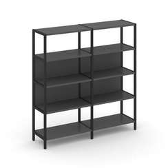 Shelf System Двухсекционный стеллаж четырехярусный SN.STM-421 Антрацит/Металл Черный 1590*400*1613