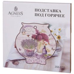 ПОДСТАВКА ПОД ГОРЯЧЕЕ AGNESS"ЛАВАНДОВАЯ ВЕСНА" 16*16*1 СМ (КОР=48ШТ.)
