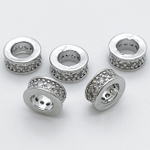 Бусина Milano LUX, цвет серебро, фианиты, размер 8*3,5 мм, цена за 1 шт