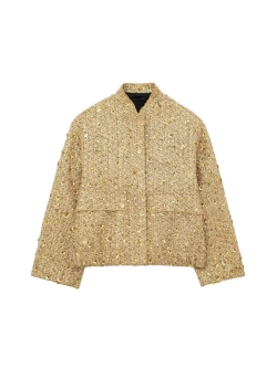 Куртка бомбер золотистая