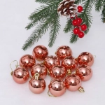 Новогодние шары 4 см (набор 24 шт) «Глянец», розовое золото