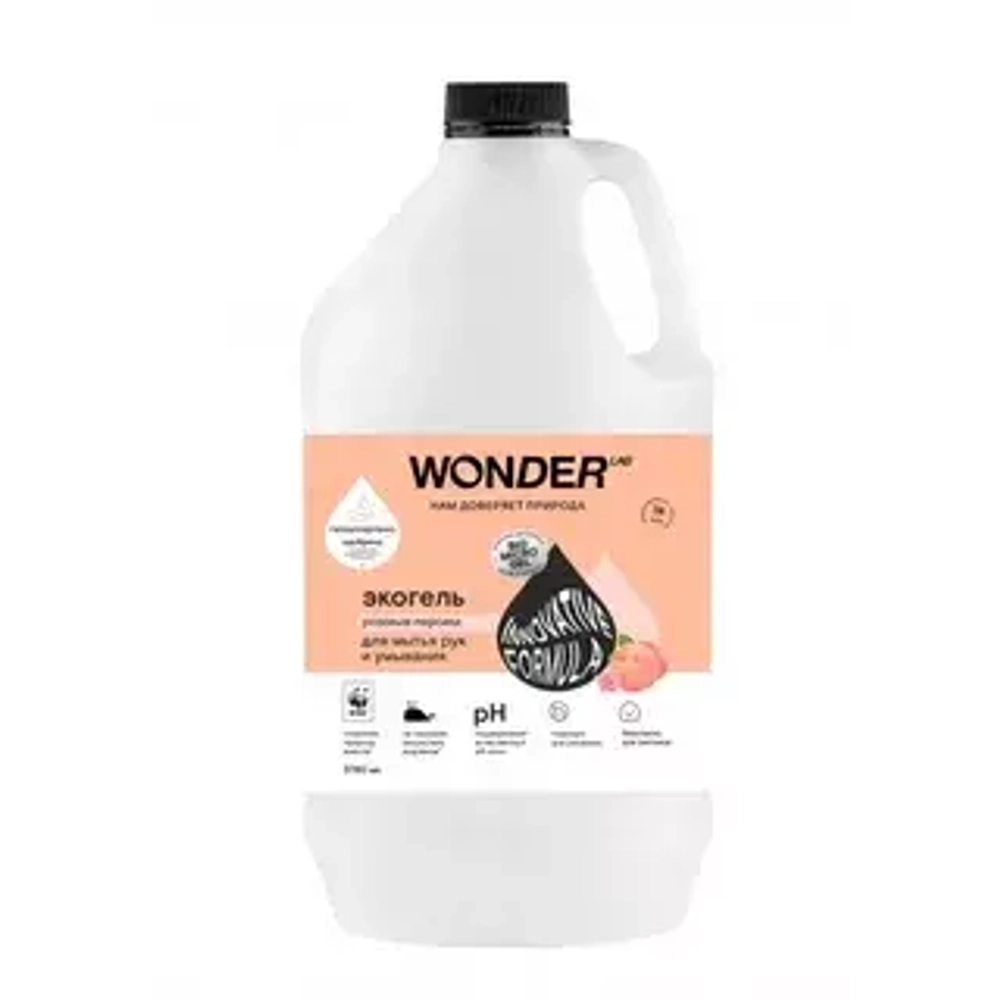WONDER LAB Эко-гель для мытья Рук и Умывания "Розовые персики" 3,78л*3