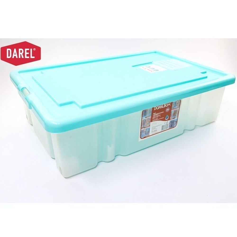 Ящик с крышкой DARELBOX 36л на колесах 605*400*165 бирюзовый