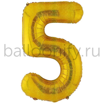 Шар ЦИФРА 5 Gold блеск 40" 102 см