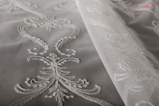 Тюль Марселла французская сетка (молочный)