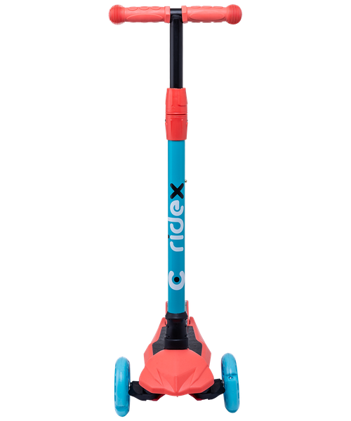 Самокат детский 3-х колесный RIDEX Chip, 120/80 мм, голубой/коралловый
