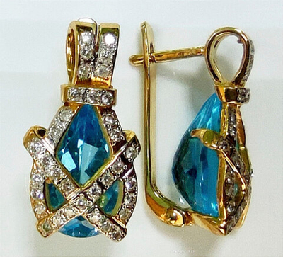 Серьги Эстерелла золото 750, топазы, бриллианты