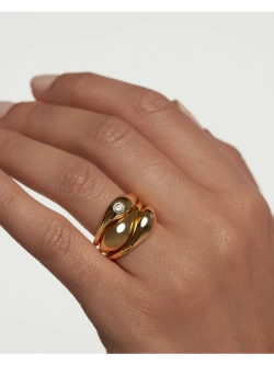 Набор колец Sugar серебро 925 пробы покрытое золотом