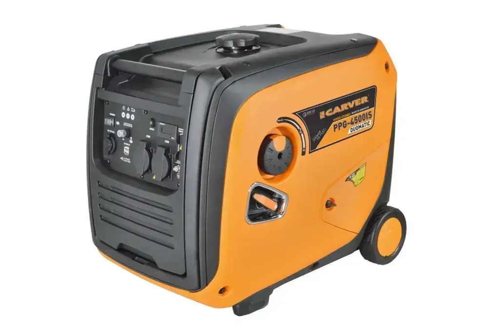 Генератор инверторный Carver PPG-4500IS DUOMATIC (4 кВт, бак 12 л, ручной запуск, бензин + газ, Quick Charge USB 3.0 / Type-C, дисплей) / для автономного снабжения