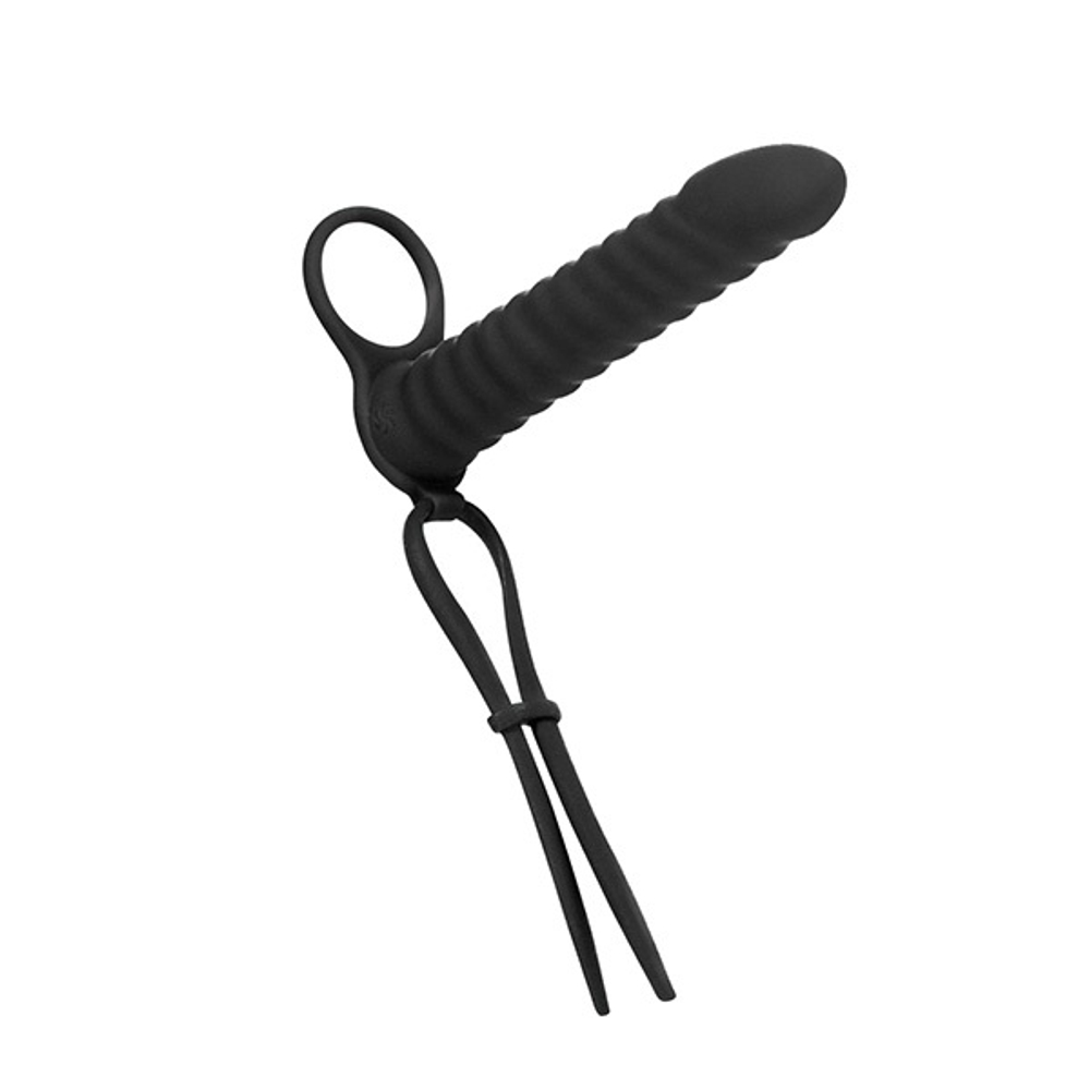 Черная вибронасадка 17см для двойного проникновения Lola Games Pure Passion Rori Black 1205-01lola