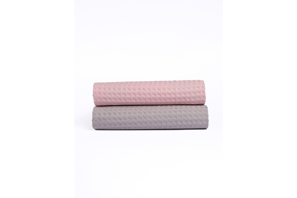 Комплект полотенец вафельных Home One 70х140 (2шт) пыльная роза, светло-серый
