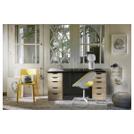 Письменный стол с ящиками - IKEA LAGKAPTEN/ALEX, 140х60 см, под беленый дуб/черный, ЛАГКАПТЕН/АЛЕКС ИКЕА