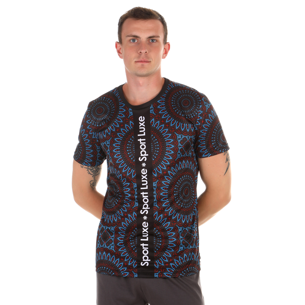 Мужская футболка голубая с узором Sesmik by Vlad Sedov VS003/VS0009