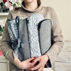 Органайзер пенал для проволоки, спиц, стеков и других инструментов для рукоделия (серый, на молнии)