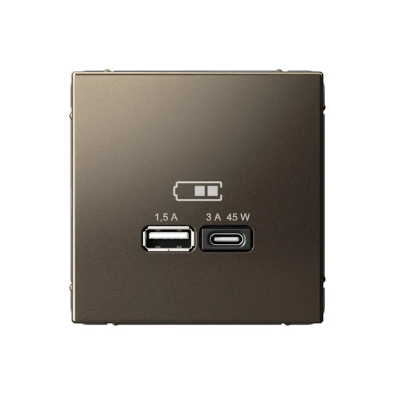 Розетка USB ArtGallery тип A+C 45Вт QC PD высокоскор. ЗУ механизм мокко SE GAL000629
