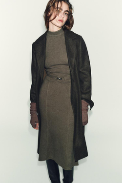 ZARA ДЛИННЫЕ ТРИКОТАЖНЫЕ МИТЕНКИ, СЕРОВАТО-КОРИЧНЕВЫЙ