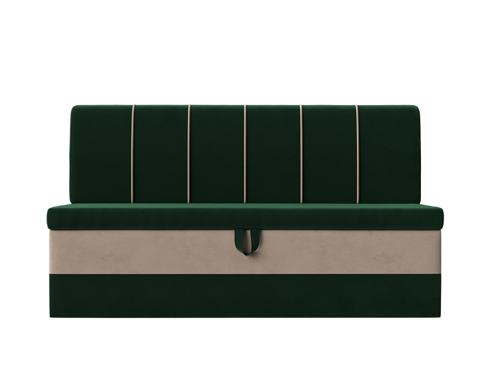 Диван кухонный прямой Энигма, Зеленый\Бежевый, Велюр, 112884