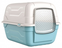 Туалет для кошек Georplast Roto-Toilet, с совком, закрытый, пластиковый, голубой, 52х40х40 см